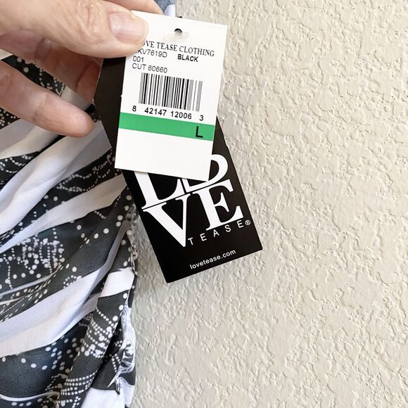 NWT Love Tease Dress Womens Size‎ L Ruched Sleeveless Sweetheart Neck Large New - Picture 3 of 9